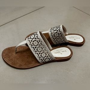 Kate Spade white leather flat sandals
